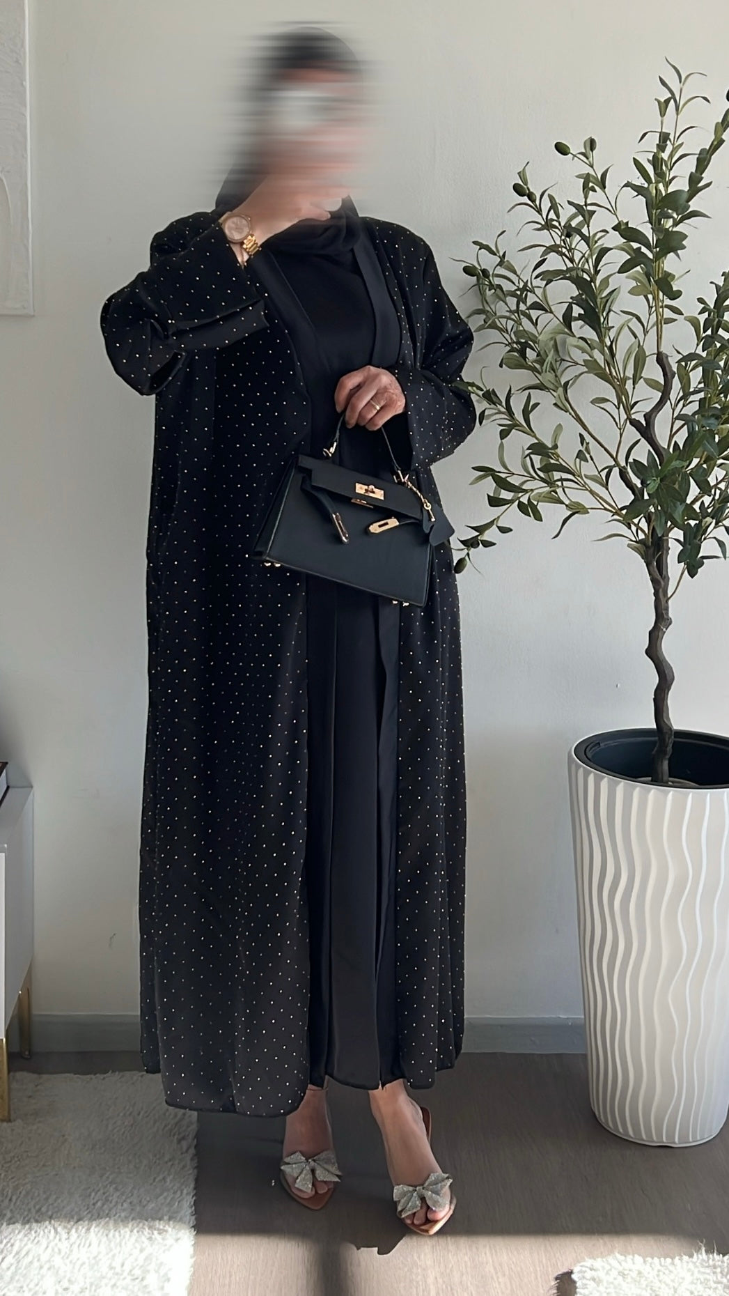 ENSEMBLE KIMONO/SOUS ABAYA STRASS